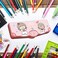 Multifunction Pencil Case, Pencil Box with 2 Compartments for Students - Cartoon Pattern Stationery Set with Pop Out Scissors and Pencil Sharpener