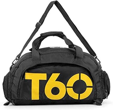 Sports Travel Gym Bag with Wet Pocket &amp; Shoes Compartment for Men and Women (Black-Yellow)