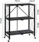 Radiotronics 3 Tier, Storage Shelves Kitchen Cabinet Storage Rack with Caster Wheels, Multi-Shelf Foldable Storage Shelves for Living Room Bedroom Kitchen, Black