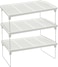 Radiotronics 3-Piece Kitchen Storage Shelf Organizer Set,Cabinet Organizer Shelf, Stackable Plastic Foldable Countertop Storage Stand with Metal Legs for Kitchen