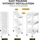 Radiotronics 3 Tier Foldable Metal Rolling trolley organizer , Multipurpose Organizer Trolley with Casters for Kitchen, Bedroom, Bathroom, Office, Laundry Room and Garage White