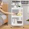 Radiotronics 3 Tier Foldable Metal Rolling trolley organizer , Multipurpose Organizer Trolley with Casters for Kitchen, Bedroom, Bathroom, Office, Laundry Room and Garage White