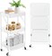 Radiotronics 3 Tier Foldable Metal Rolling trolley organizer , Multipurpose Organizer Trolley with Casters for Kitchen, Bedroom, Bathroom, Office, Laundry Room and Garage White