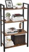 Radiotronics 4 -Tier Book Shelf, Bookcase with Steel Frame, with Wooden Shelves for Office Living Room Bedroom Kitchen Industrial Style Rustic Brown