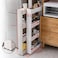 Radiotronics Storage Cart 4 Tier, Slim Rolling Storage Cart Kitchen Shelves Organizer For Kitchen Bathroom Laundry Office Narrow Places With Wheels White