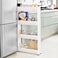 Radiotronics Storage Cart 4 Tier, Slim Rolling Storage Cart Kitchen Shelves Organizer For Kitchen Bathroom Laundry Office Narrow Places With Wheels White