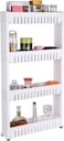 Radiotronics Storage Cart 4 Tier, Slim Rolling Storage Cart Kitchen Shelves Organizer For Kitchen Bathroom Laundry Office Narrow Places With Wheels White