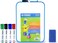 2 Sided Dry-Wipe Whiteboard A4,Assorted Colours + 5Pc Colour Markers, Child Safe Non-Toxic Inks+ 1Pc Dry Wipe Eraser