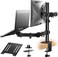 Radiotronics Dual Monitor Arm with Laptop Tray - Dual Vesa Mount Arm, Monitor Stand with Laptop Holder, Dual Screen Mount for 13-32", 2 Vesa Stand Up to 8Kg for Gaming & Office