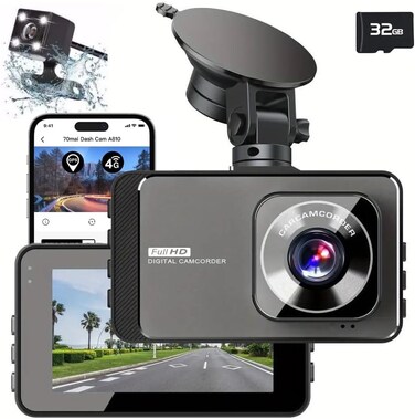 4K Ultra HD Front Camera+2K Rear Cameras, 5G WiFi - Fastest Download speeds app, Support iOS Android,WDR Night Vision, Car Camera with 3" IPS Screen
