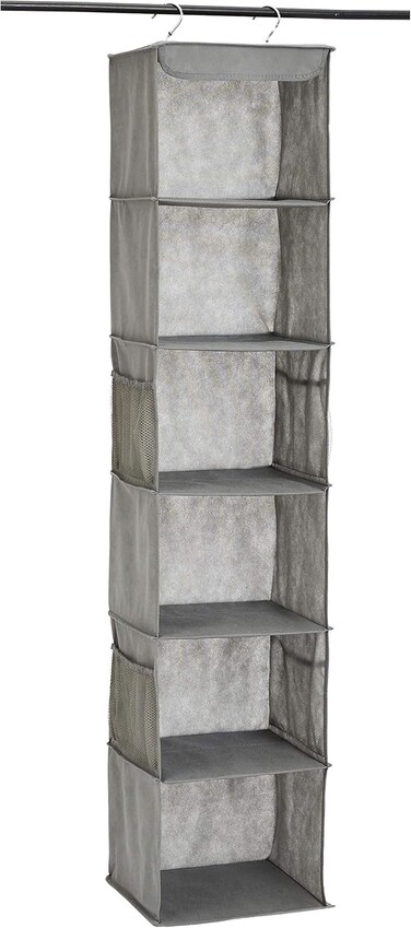 Radiotronics 6-Tier Hanging Closet Shelf Organizer With Pockets