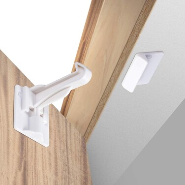 Radiotronics Upgraded Invisible Baby Proofing Cabinet Latch Locks (10 Pack) - No Drilling or Tools Required for Installation, Works with Most Cabinets and Drawers