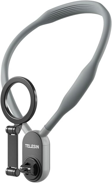 Magnetic Phone Holder, Stand for POV/Vlog Selfie Mount Hand Free Phone Neck Holder Chest Stand Strap Video Recording for iPhone 15 14 13 12 Android Phones (Grey)