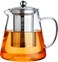 Borosilicate Clear Tea Kettle with Removable 18/8 Stainless Steel Infuser, Teapot Blooming and Loose Leaf Tea Maker Tea Brewer for Camping, Travel (550ml)
