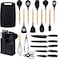 19-Piece Cooking Utensils Set With Heat Resistant Silicone Spatulas, 6 Sharp Knives, and 2 Cutting Boards (Black)