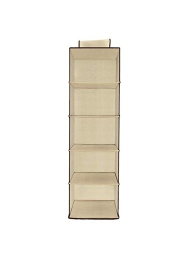 5 Shelf Hanging Closet Organizer Beige 12x12x40inch