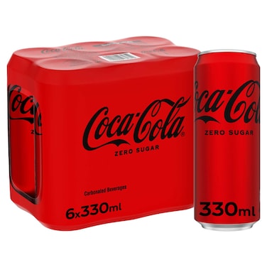 Coca-Cola Zero, 330ml, Pack of 6, Zero Sugar And Zero Calories, Limited Edition