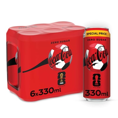 Coca-Cola Zero, 330ml, Pack of 6, Zero Sugar And Zero Calories, Limited Edition