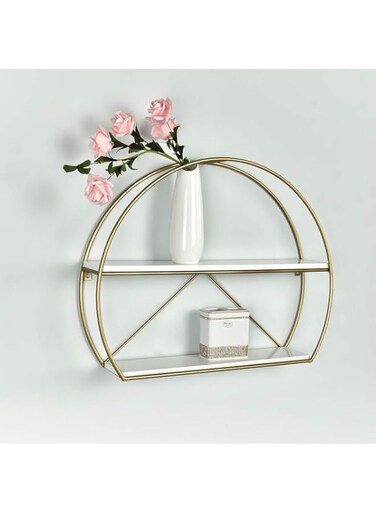 Danube Home Fidel Wall Shelf F, Gold - L60.5xW13xH45cm