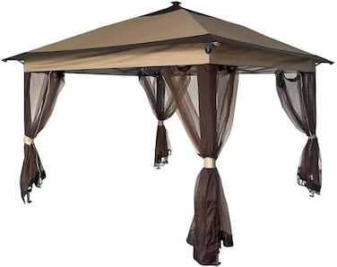 Yulan Outdoor Outdoor Pop Up Gazebo Canopy with Netting and Solar LED Light for Parties and Outdoor Activities 3x3 (410395)