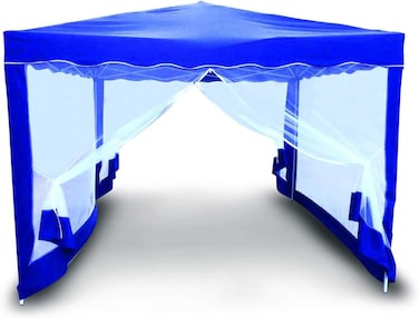 Yulan Outdoor Folding Gazebo Pop Up Gazebo Foldable with 4 Side net Walls Waterproof UV Protection 50+ Garden Gazebo Party Tent Garden Tent for Party, Blue 3x3 (410392)
