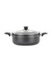 32 CM Aluminium Casserole -RF11965/Heat-resistant exterior Compatible with Hot Plate, Halogen, and Gas,/ Non-Stick Coating, Perfect for Casseroles, Safe for freezer and Tempered Glass Lid with Steel Frame/ Black Color