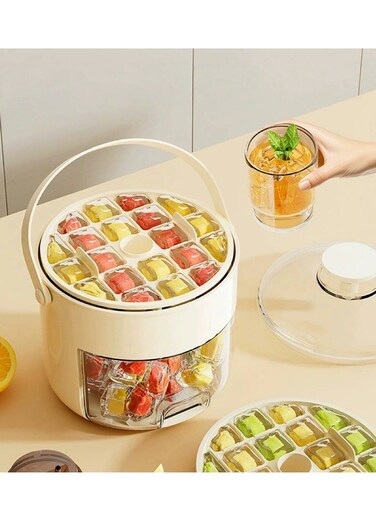 Molds Cubes Ice Cube Tray Press Ice Cube Trays Double Layer 40 Gride Ice Cube Mold Ice Cube Trays with Lid and Bin Easy Release Ice Tray for Juice, Coffee&iuml;&frac14;&OElig;Cocktail