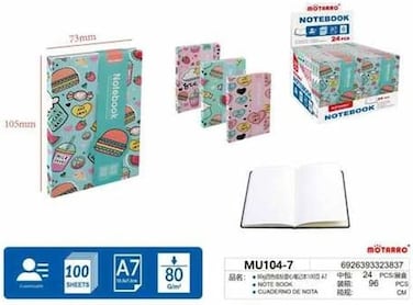 Motarro Note Book A7 Size Multicolor Pack of 2 (MU104-7)