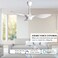 52 Inch Smart White Ceiling Fan with Light and Remote, Quiet DC Motor 3 Blade Indoor Outdoor Ceiling Fans for Bedroom Living Room Patios