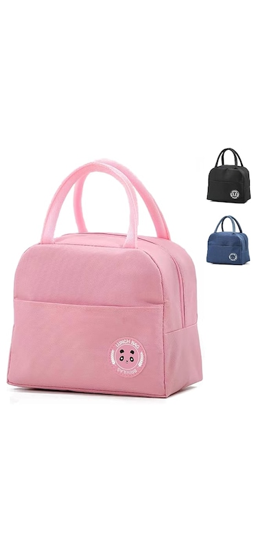 Tediline Lunch Bag Plain Pink Reusable Insulated, Waterproof Bag for Kids or Adults, Perfect for Lunch Boxes, Tiffin Boxes, Picnics, Work, or School