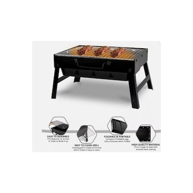 Portable BBQ Charcoal Grill Black 23.5x43x30 cm