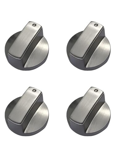 4 PCS Metal Round Gas Stove Knobs, 4 pcs Stainless Steel Oven Knob, Gas Stove on off Knob Replacement, Safe And Durable, Easy To Use, Fits 6mm Shaft, Can Be Used For Gas Stove, Oven, Microwave, Etc