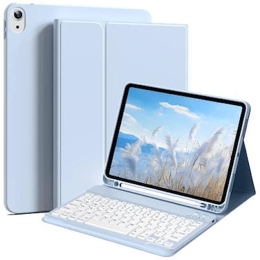 ZOOMEE Keyboard Case for iPad (A16) 11th Generation 11 Inch 2025, iPad 10th Gen 10.9 Inch 2022, Slim Thin &amp; Light Wireless Detachable Proof Folio Keyboard Cover with Pencil Holder - Blue