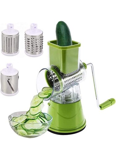 Fruit Manual Vegetable Cutter Multifunctional Round Mandoline Slicer Green/Silver/White 26x12.7x24centimeter