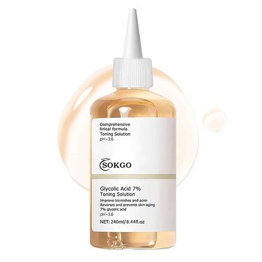 Glycolic Acid 7% Toner, Exfoliating &amp; Hydrating Facial Toner for Smooth Skin, Gentle pH-Balanced Formula for Pore Minimizing, and Uneven Skin Tone