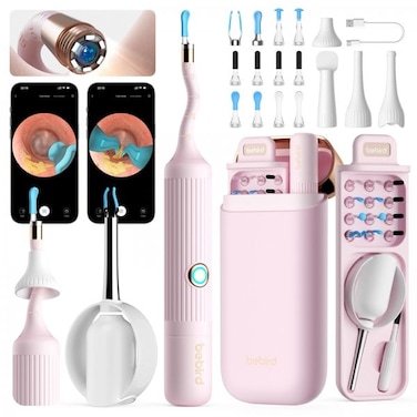 Bebird Earsight Plus R37R Ear Cleaning Camera Wax Removal Tool kit, Flexible Ear Scope Otoscope Camera Light, Visual Ear Picker Wireless Earwax Remover Tweezers for Adults &amp; Kids (PINK)