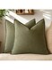 CasRmia Linen Cushion Covers Boho Pillow Covers for Living Room,2 PCS 18x18 Inch Boho Decorative Throw Pillow Covers Premium Cotton Linen Fabric with Soft and Cozy Feel,Stylish Home Decor (GREEN)