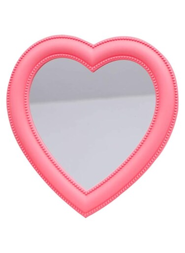 BinaryABC Heart Makeup Mirror Cosmetic Mirror Wall Desktop Mirror Bedroom Mirror (Pink)