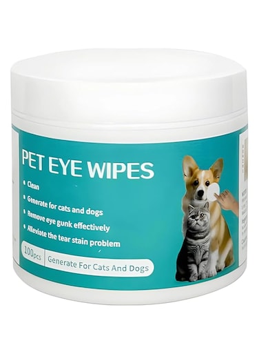 Jiashuiwin Eyes Wipes for Dogs &amp; Cats - Gently Remove Tear Stain, Eye Debris, Discharge, Mucus Secretions Pet Cleaning Grooming Deodorizing Wipes for Eyes, Wrinkle, Face - 100pcs
