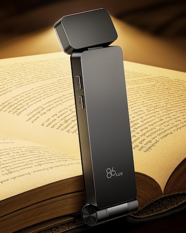 86lux Book Light, Rechargeable Clip-On LED Reading Light for Bed &amp; Night Use - Gray (International Version)
