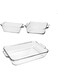 Anchor Hocking Oven Basics 3-Piece Glass Bakeware Set with Square Cake, Rectangular, and Loaf Baking Dishes