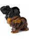 YATOJUZI 2" Black Obsidian Tigers Eye 2Pcs Elephant Decor Healing Crystal Cute Polished Natural Stone Hand-Carved Sculpture Statue Figurines Gemstone Hippie Home Room Office Desk Gifts for Women Men