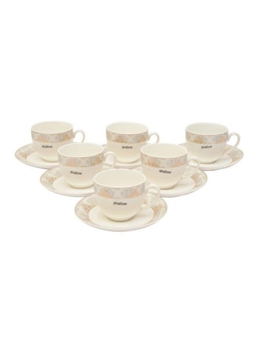 12-Piece Cup And Saucer Set 90ml Off White