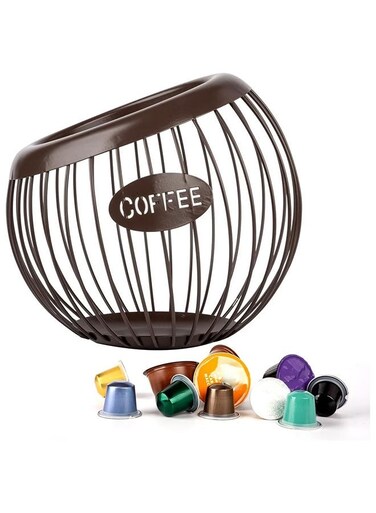 Pod Holder,K-Cup and Nespresso Capsule Organizer,Metal Coffee Pods Storage,Large Capacity Espresso Capsule Holder,Espresso Cup Holders for Counter,Space-Saving Organizer,Fruit Storage Basket