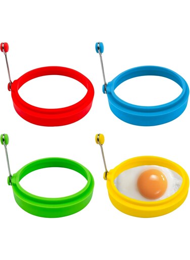Egg Ring Set, 4 Pack, Multicolor, BPA-Free, Non-Stick, Heat-Resistant, Versatile Egg Cooker Rings