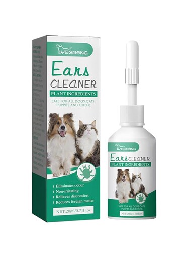 NALACAL Ear Cleaner for Dogs &amp; Cats, Natural Ear Solution for Itch Relief and Deodorizing, Cleans Ear Canal and Prevents Infections, Advanced Gentle Dog &amp; Cat Ear Care (20ml)