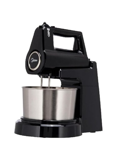 Midea Stand Mixer Hand Mixer (Electric Whisk) 400W with 2L Stainless Steel Rotary Bowl, 5 Speeds + Turbo Button, Twin Stainless Steel Kneader &amp; Beater for Mixing, Whipping, Whisking, Kneading, HM0293A