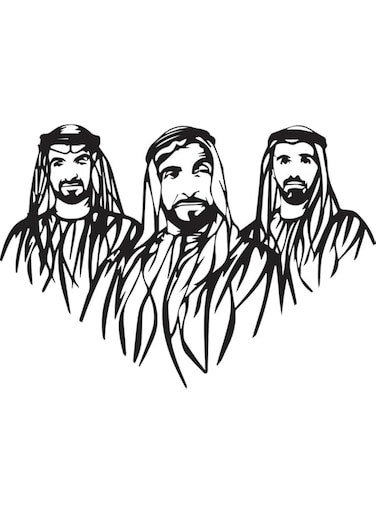 Mirfa Wooden Wall Art With Self Adhesive Base Home Decor, Wood Art Metal Looks Finish Decoration, Living Room Bedroom, Welcome Door New year (Black, 12" x 12", The Emarati Rulers)