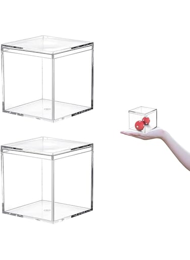 KASTWAVE Acrylic Box, 12 PACK Desk Storage Box, Plastic Clear Plastic Beads Storage, Multi-Purpose for Collecting Small Items, Crafts, Game Pieces, Jewelry for Office or Home, Display in Any Room
