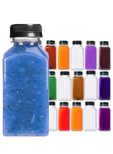 [24 PCS] 250ml Plastic Juice Bottles 8.4 oz Clear Plastic Bottles With Caps Milk Bottle Water Bottles For Kids Empty Bottle Zamzam Water Gym Water Bottle Reusable Plastic Juice Bottle Leak Proof